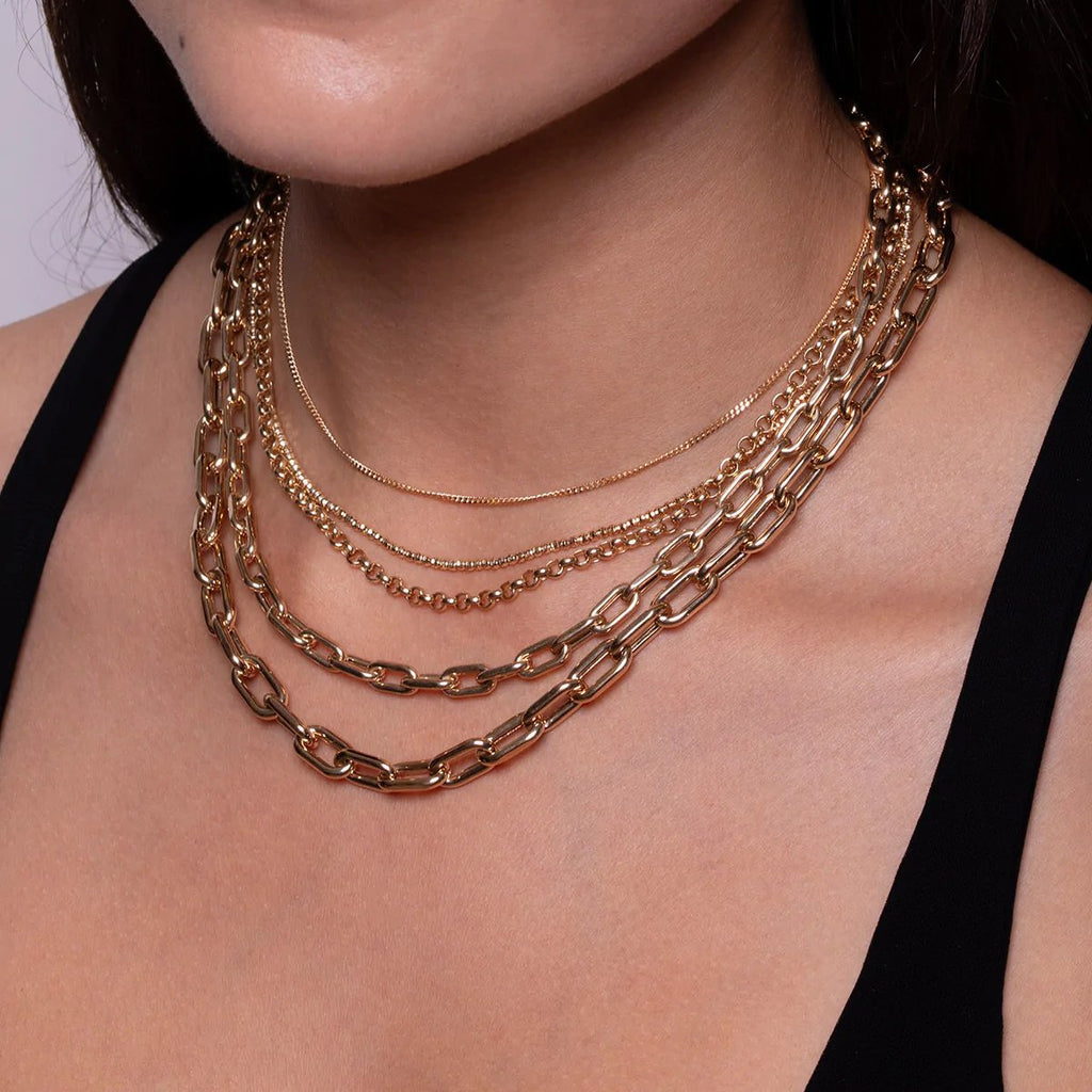 adina reyter 16 finished small curb chain in 14K gold stacked necklaces