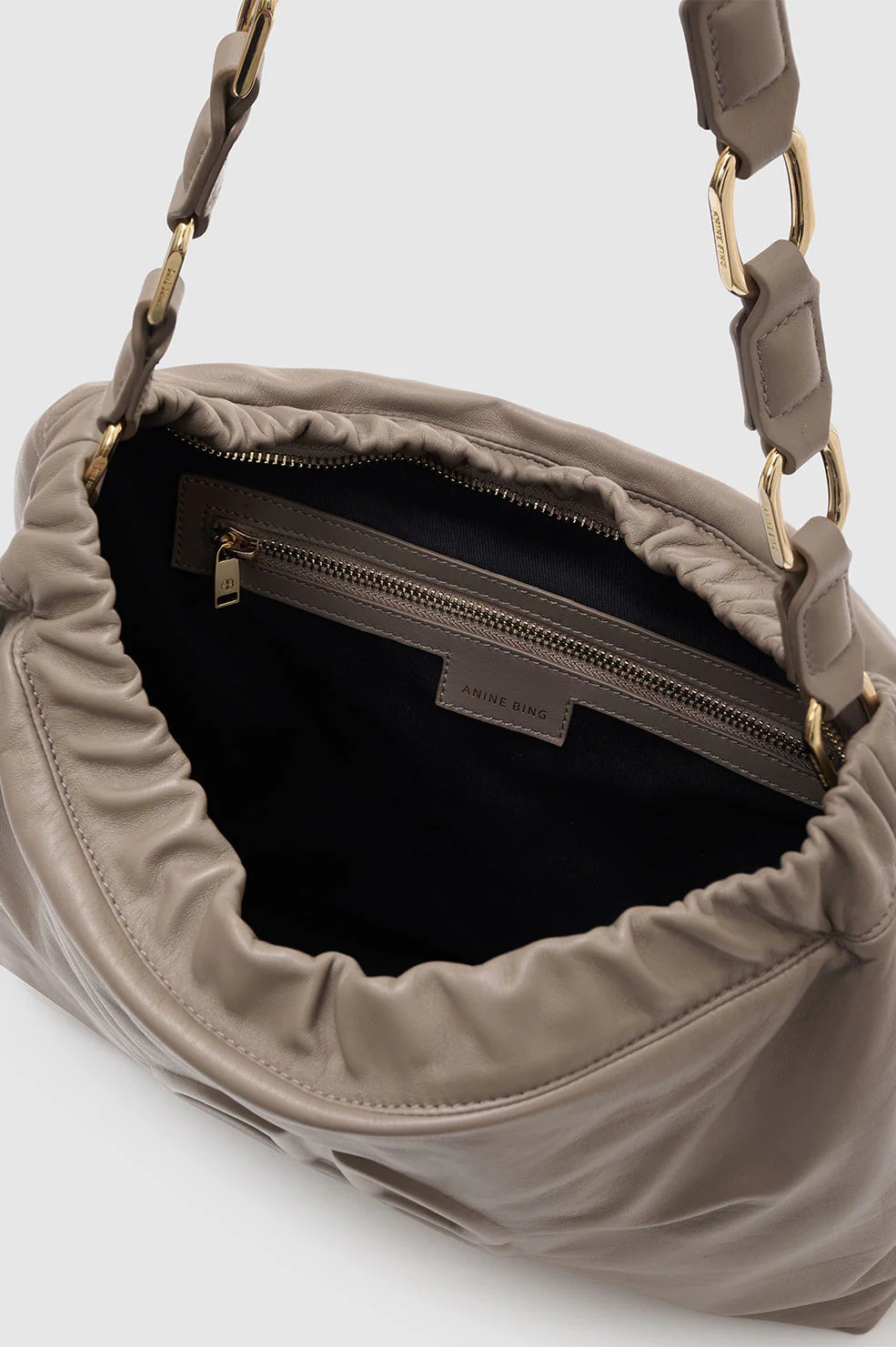 ANINE BING Kate Shoulder Bag Taupe Edit and Co