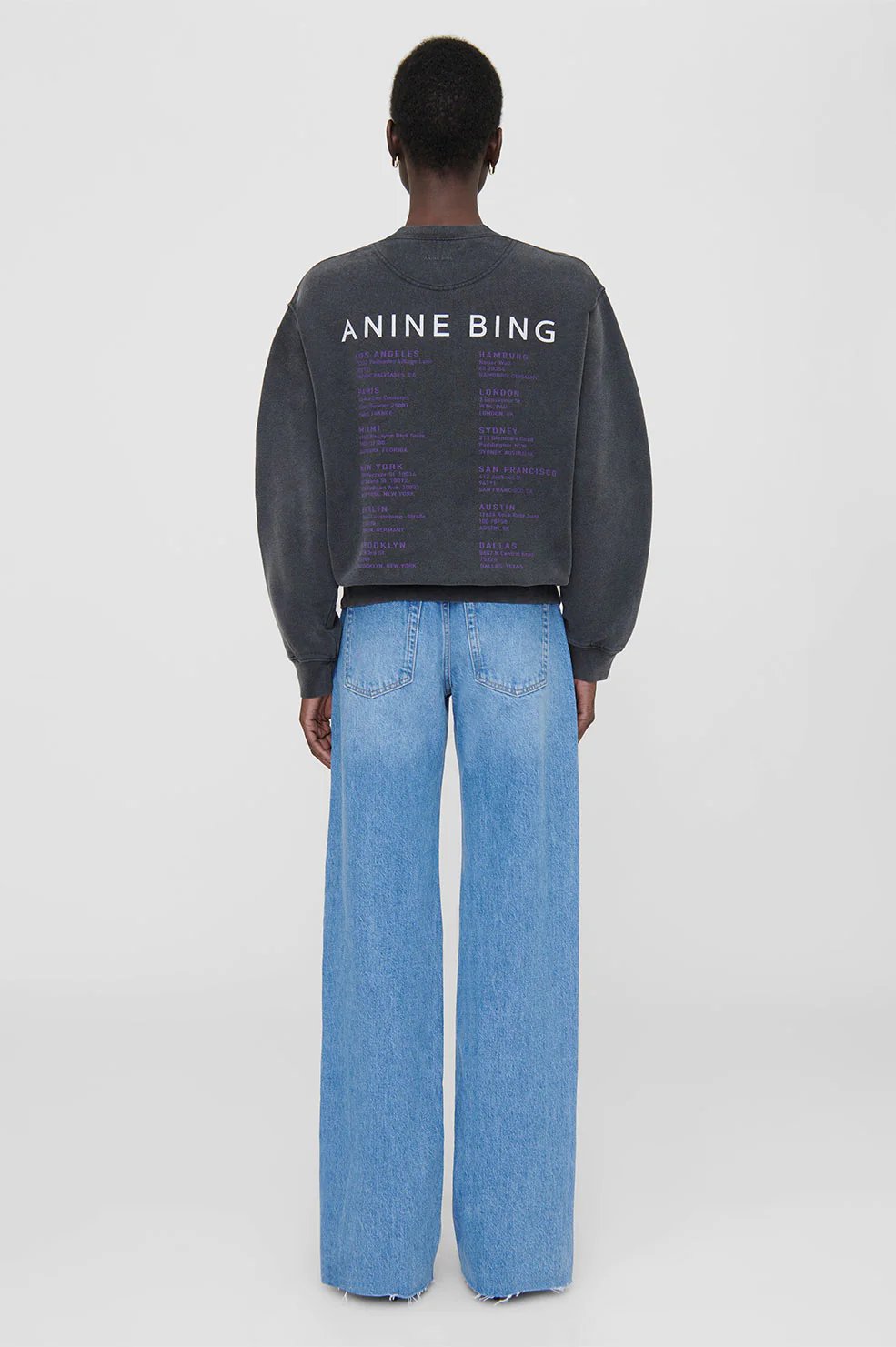 ANINE BING Ramona Sweatshirt Stardust Washed Black Edit and Co