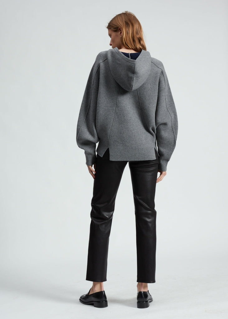 rag and bone bridget hoodie in grey styled on model long sleeve relaxed fit